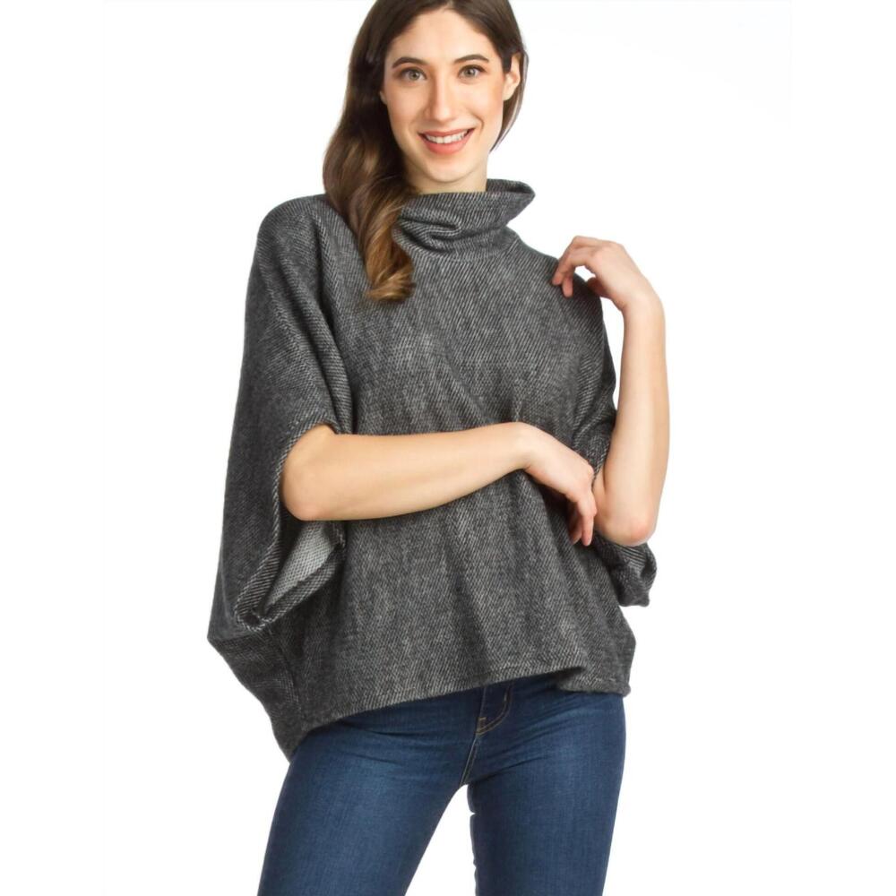 NEW PAPILLON knit poncho sweater in black